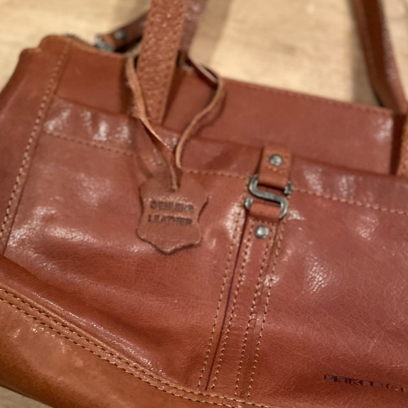 NWT Spikes & Sparrow Cognac Brandy Brown brass hdwre Leather Shoulder Bag - Picture 9 of 11